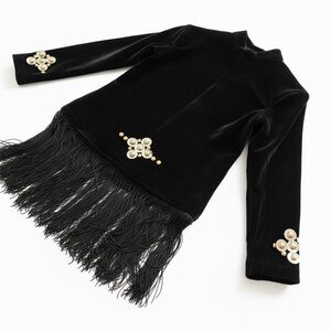 Vintage Black Velvet Top Fringe and silver and gold accents